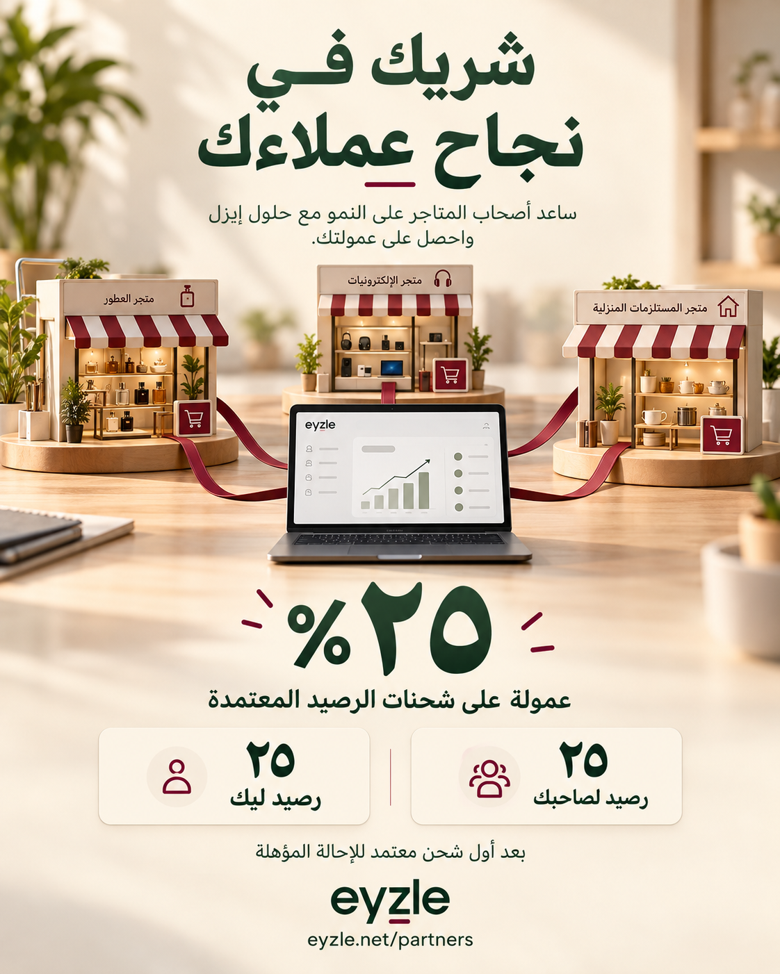 برنامج شركاء إيزل: ٢٥٪ و٢٥ رصيد لكل طرف